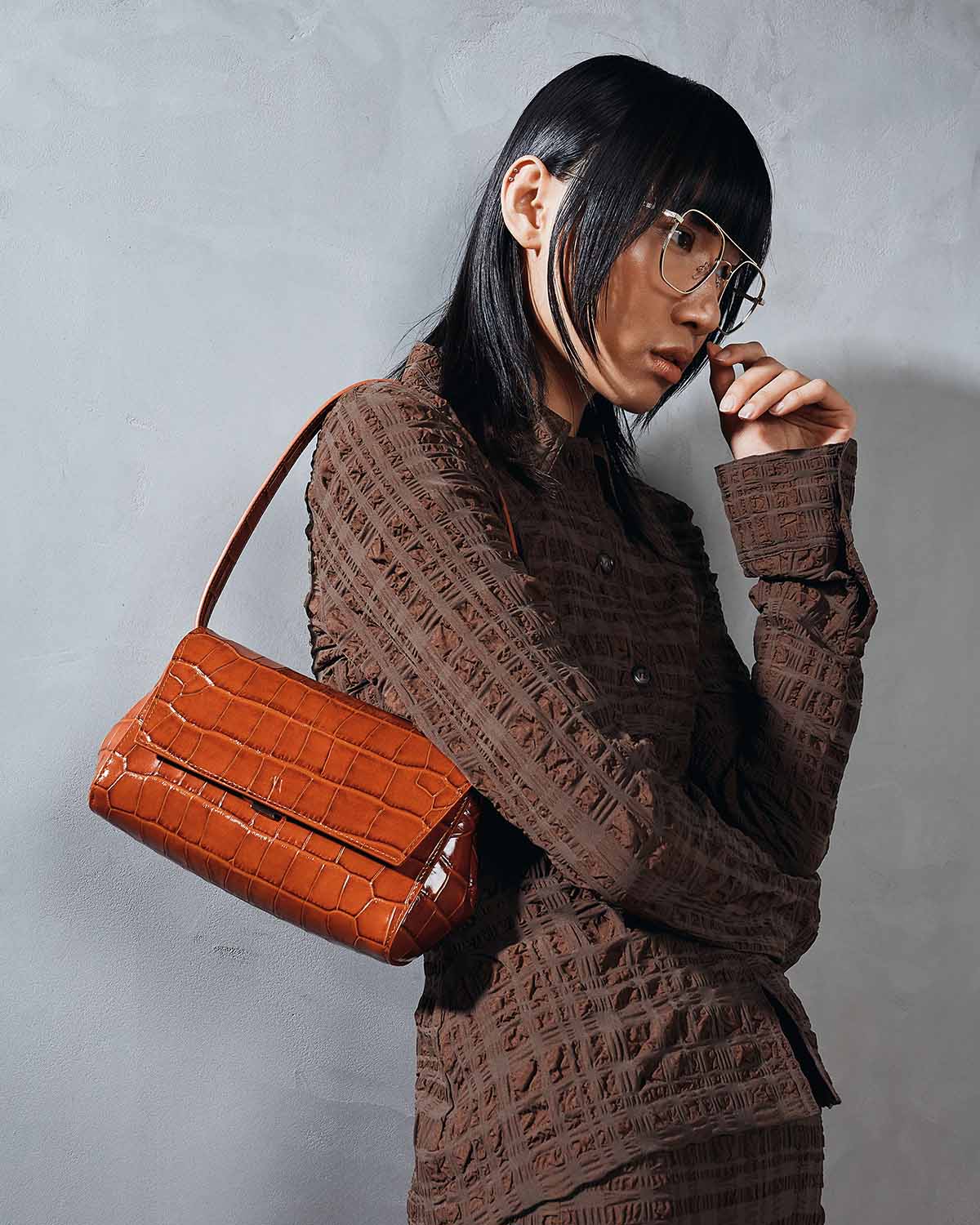 Ikon Clutch - croco maple brown - Image 6