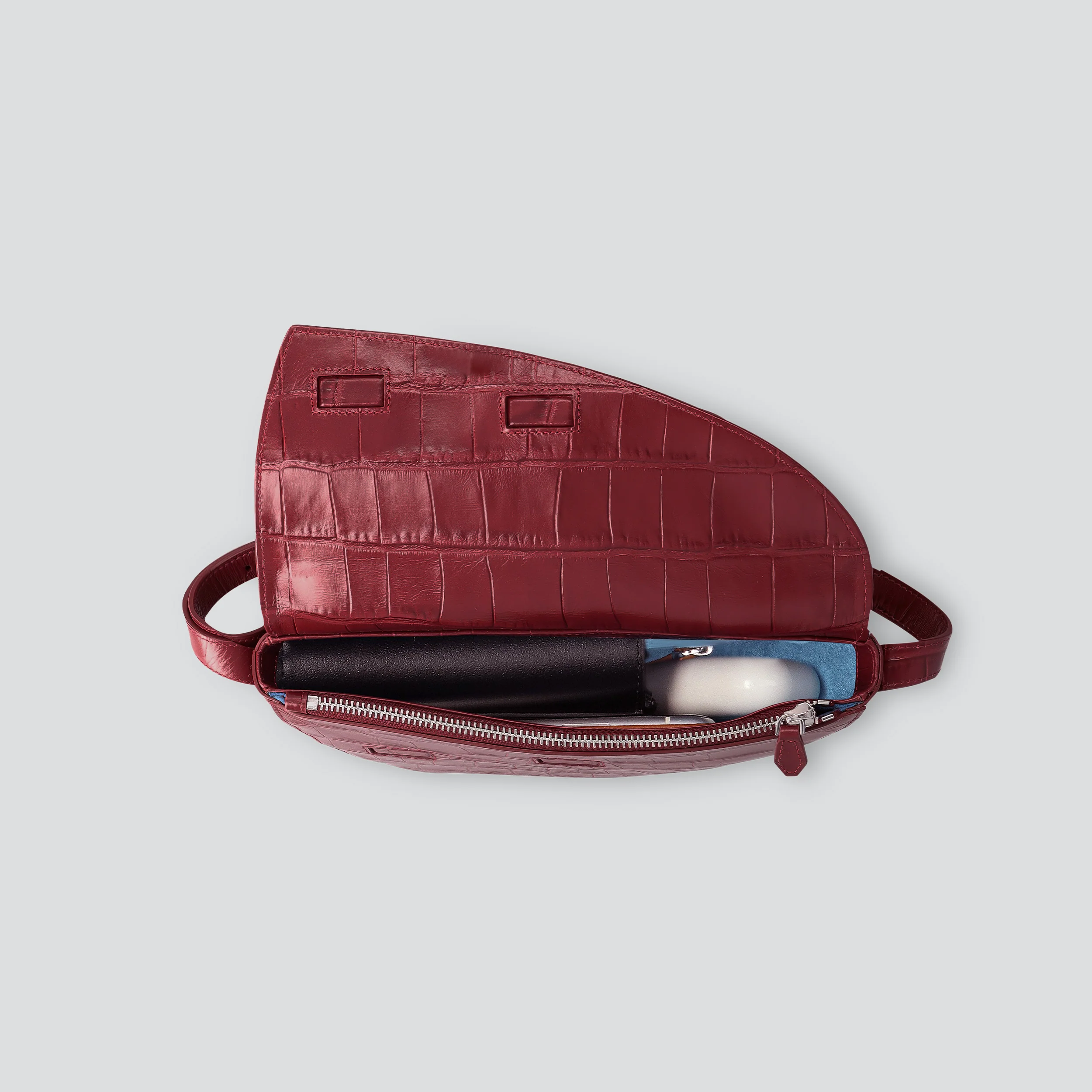 Rebel Cross Body - soft croco dahlia red - Image 3
